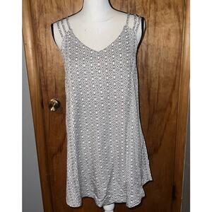 RVCA Strappy Blue and White Diamond Abstract Print Dress Size Small
